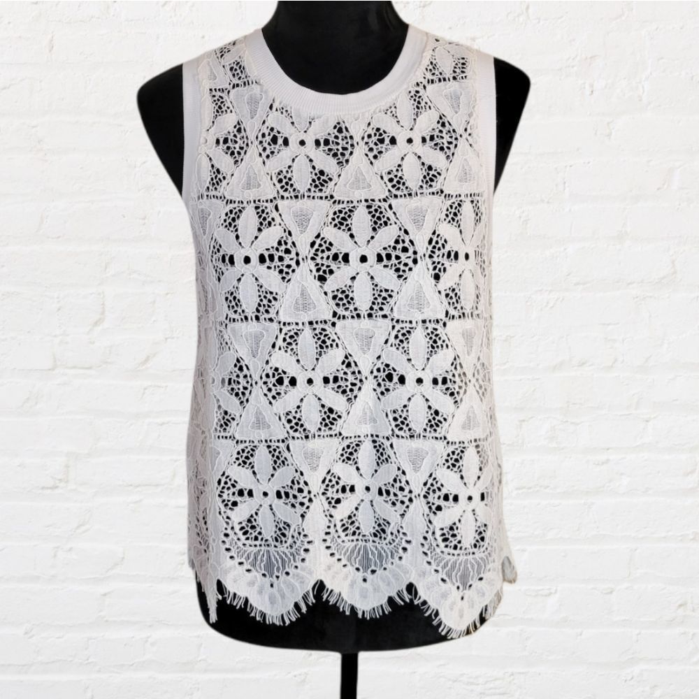 NWT Deletta Ivory Patterned Tank XS